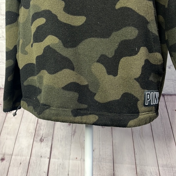 VS Pink Camo Fleece Lined Quarter Zip Pullover Sweatshirt - Picture 3 of 8